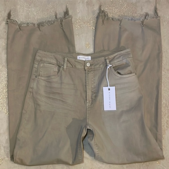 Risen Jeans Rugged Bottom Wide Leg Khaki Jeans. Size 13 / 31 NWT - Picture 1 of 10